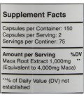 Maca origine - Extrait 4: 1 (2000mg équivalentes) 500mg x 150 Capsules