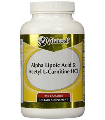 Vitacost acide alpha-lipoïque et acétyl L-Carnitine HCl - 1.600 mg par portion - 240 Capsules