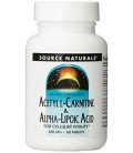 Source Naturals acétyl L-carnitine et acide alpha-lipoïque, 650mg, 60 comprimés