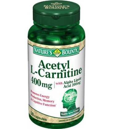 Bounty acétyl L-Carnitine de 400mg de la nature et de l'ALA 200mg, 30 capsules