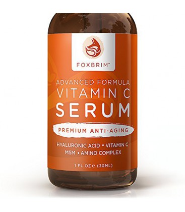 Foxbrim Vitamine C Sérum pour le visage, 1 fl oz. - BEST Sérum Anti-Aging - Vegan Acide Hyaluronique et Amino Complex - Premium 