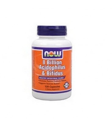 NOW Foods Acidophilus/bifidus 8 Billion, 120 Capsules