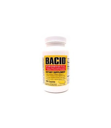 Bacid with Lactobacillus Acidophilus, Probiotic, 100-Caplets Bottles