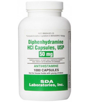 Générique Benadryl Allergy - Diphenhydramine (50mg) - 1000 Capsules