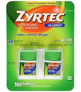 Zyrtec Cetirizine Hcl / antihistaminique (10 mg), 100 Comprimés