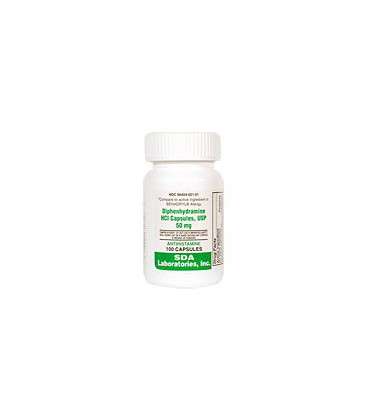 Diphenhydramine HCL [Comparer à Benedryl] 50 mg, 100 Capsules