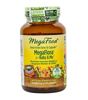 MegaFood - mégaflore Baby &amp; Me, Favorise immunitaire Santé Mère enceinte et de l'enfant, 60 capsules