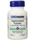 Optimized Life Extension folate (l-methylfolate), 1000 mcg, Vegetarian Tablets, 100-Count