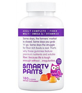 SmartyPants Adulte complet et fibre Gummy Vitamines: multivitamines, inuline prébiotique fibre, et oméga 3 DHA / EPA huile de po