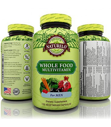 NATURELO Whole Food multivitamines pour les hommes - Number 1 Classé - Natural Vitamines, minéraux, antioxydants, extraits organ