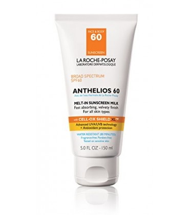 La Roche-Posay Anthelios 60 Body and Face Sunscreen Melt-In Milk Lotion, SPF 60 with Antioxidants, 5 Fl. Oz.