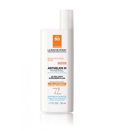 La Roche-Posay Anthelios 50 Mineral Sunscreen Tinted for Face, Ultra-Light Fluid SPF 50 with Antioxidants, 1.7 Fl. Oz.