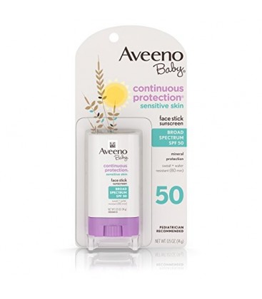 Aveeno Baby Continuous Protection Face Stick Sunscreen With Broad Spectrum Spf 50 Containing Mineralguard, .5 Oz. (Pack of 3)