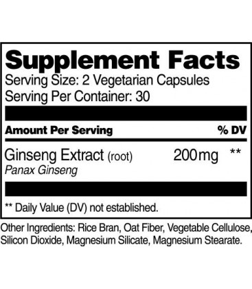 21st Century Ginseng Extract Veg-Capsules, 60-Count