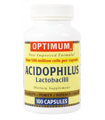 Optimum Acidophilus Lactobacilli Capsules, 100 Count (Pack of 2)