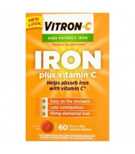 Vitron-C Suractivé Fer Plus Vitamine C comprimés enrobés de suppléments alimentaires 60 ct