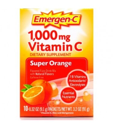 Emergen-C super orange aromatisée 1000mg Vitamine C Complément Drink Mix Fizzy 10 ct