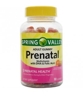 Spring Valley adultes Gummy prénatale multivitamines avec DHA et acide folique 90 ct