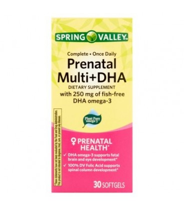 Spring Valley Une fois par jour prénatal multivitamines - DHA Compléments alimentaires Gélules (30 Count)