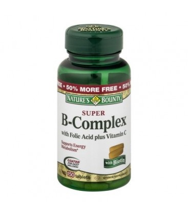 Nature's Bounty Super B Complex avec l'acide folique et de la vitamine C vitamine supplément Comprimés 100 count