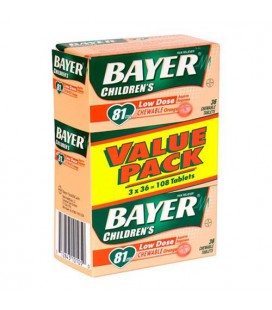 Bayer Chewable Low Dose Aspirin Orange, 36-Count Tablets (Pa