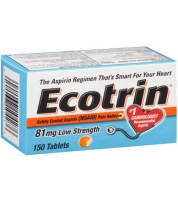 Ecotrin 81 mg de sécurité aspirine à enrobage entérique des comprimés à faible force 150 ea