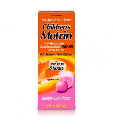 Motrin Suspension orale pour enfants soulagement de la douleur Ibuprofène Bubble Gum aromatisée 4 Oz