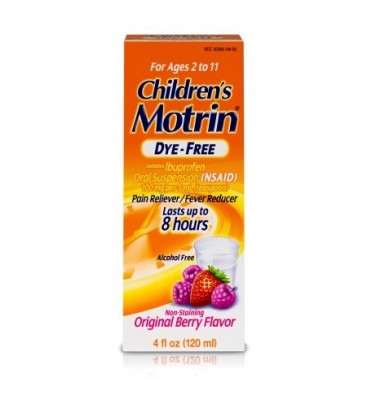 Motrin Suspension orale pour enfants Berry sans colorant Ibuprofène fièvre Réducteur 4 Oz