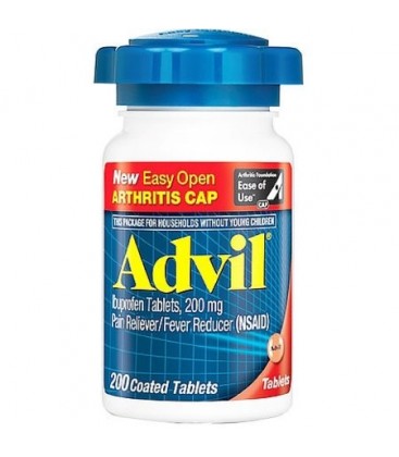 Advil Easy Open Cap (200 Count) Analgésique - Fièvre Réducteur Coated Tablet 200mg Ibuprofène soulagement de la douleur temp