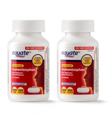 Equate Force supplémentaire acétaminophène caplets 500 mg 250 Ct 2 Pk