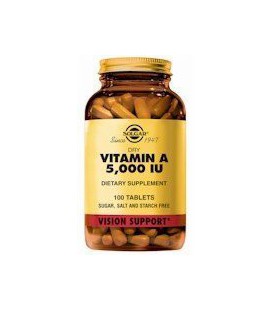 Dry Vitamin A 5,000 IU - Vision support, 100 Tabs,(Solgar)