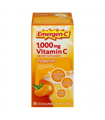 Emergen-C (30 Count arôme de mandarine) Complément alimentaire boisson gazeuse Mélanger avec 1000 mg de vitamine C 033 Packet