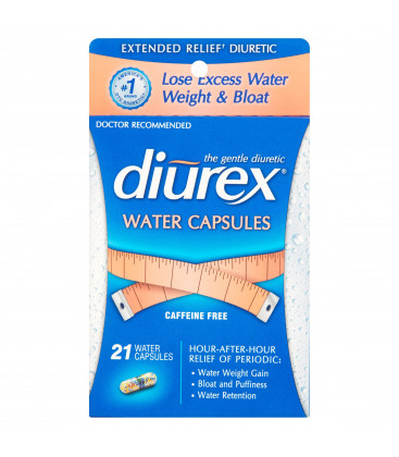 DIUREX caféine gratuit pilules eau pour réduire les ballonnements capsules 21 Ct