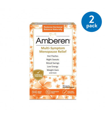 (2 Pack) AMBEREN Multi-Symptom Relief ménopause capsules 60 count