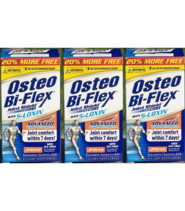 Osteo Bi-Flex Glucosamine Condroitin MSM w/Joint Shield Advanced Triple Strength 144Caplets/Box Pack of 3 Boxes