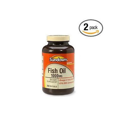 Sundown Fish Oil, 1000 mg, 200 Softgels (Pack of 2)