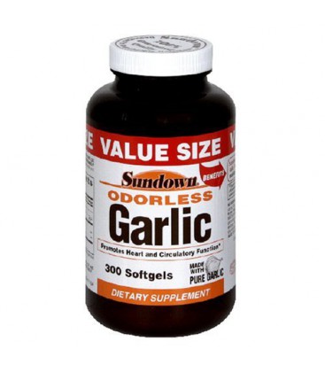 Sundown Odorless Garlic, Value Size, 300 Softgels (Pack of 2)