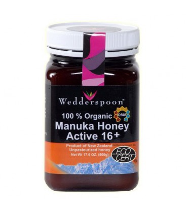 Wedderspoon Raw Organic Manuka Honey Active 16+, 17.6-Ounce Jar