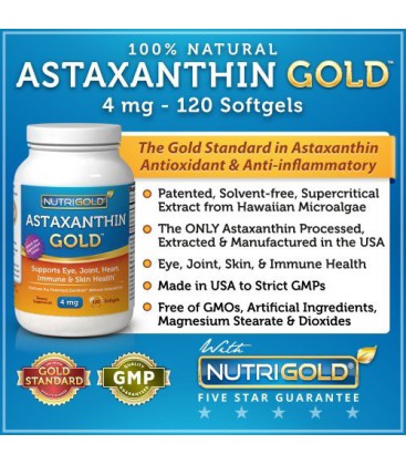 Natural Astaxanthin GOLD, 4mg, 120 Softgels