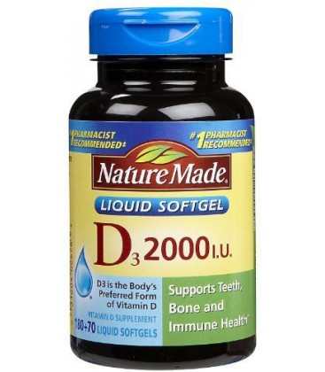 Nature Made, Vitamin D3 2,000 I.U. Liquid Softgels, 250-Count