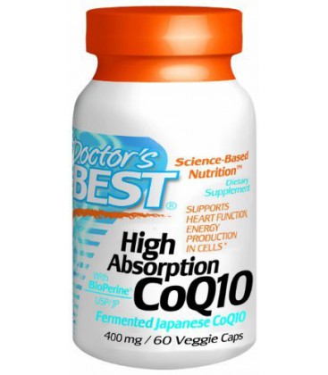 Doctor's Best High Absorption CoQ10 (400 mg), Vegetable Capsules, 60-Count