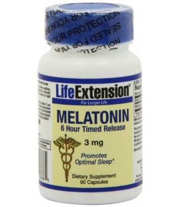 Life Extension Melatonin 6 Hour Timed Release, 3 Mg Capsules, 60-Count