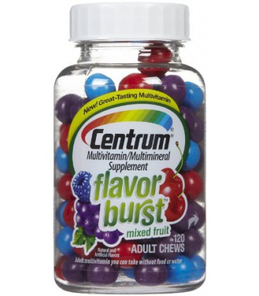 Centrum Flavor Burst Multi-Vitamin Chewable Tablets, Multi-fruit, 120 Count