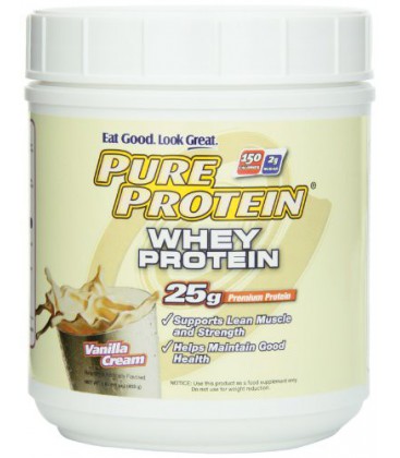 Pure Protein 100% Whey Powder Vanilla Creme 1-Pound Tub