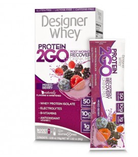 Designer Whey Protein 2Go Drink Mix, Mixed Berry, 0.56 Ounce (5-Packets)