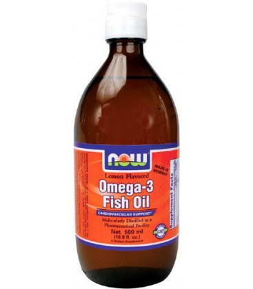 Now Foods Omega - 3 Fish Oil, Lemon Flavor, 500ml - 16.9 Oz