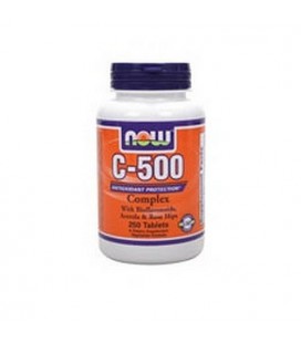 NOW Foods C-500 Complex with Bioflavonoids, Acerola and Rosehips 250 Tablets, (Pack of 2)