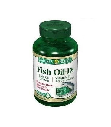 Nature's Bounty Omega 3 plus D3 Fish Oil 1200 mg Vitamin D 1000 IU Softgels 90 softgels