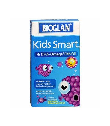 Bioglan Kids Smart Hi DHA-Omega3 Fish Oil, 500 mg, Berry Flavor, Chewable Burstlets, 30 ct.