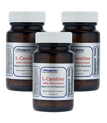 Metagenics L-Carnitine with Chromium Support for Fat Metabolism 30 Tablets - 3-Pak